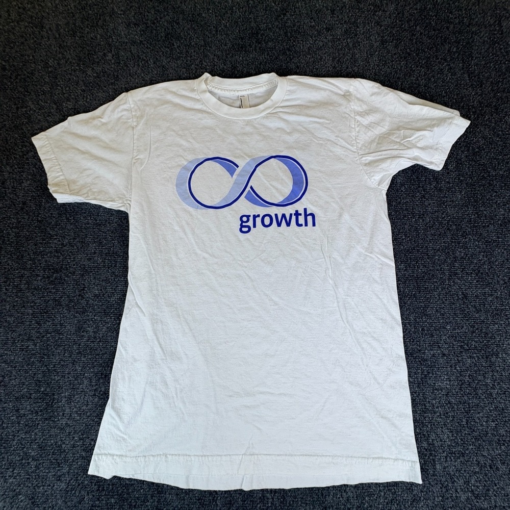 American Apparel T-Shirt Mens Medium White Cotton Growth Graphic Crew Neck